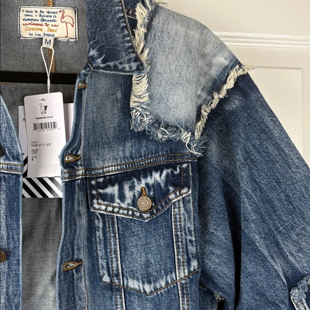 Sandrine Rose x Free People Woman's Sz M Patchwork Vintage Style Jean Jacket NWT - Picture 6 of 10